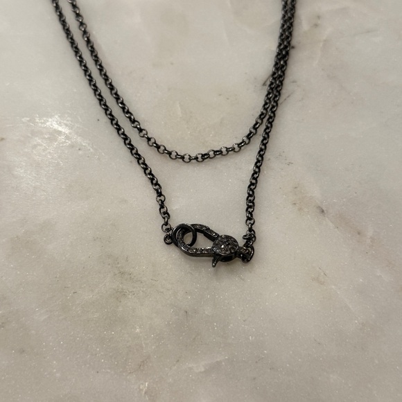 Pavé Diamond & Gunmetal Cross Necklace - Picture 7 of 12